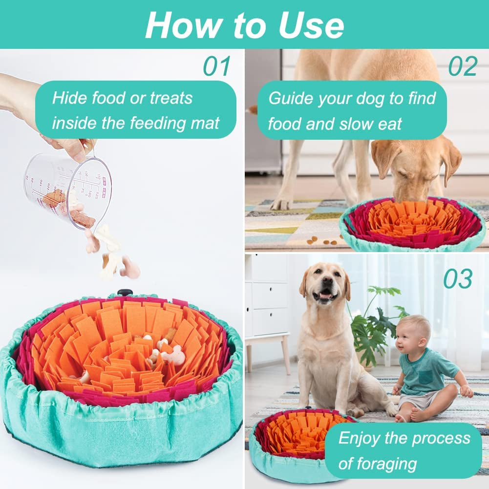 Snuffle Mat for Dogs, Interactive Sniff Mat for Slow Eating and Keep Busy, Adjustable Dog Digging Toys Encourages Natural Foraging Skills and Mental Stimulation