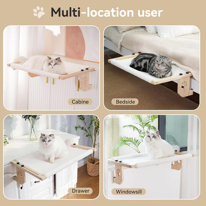 Cat Window Hammock,Cat Window Perch,Cat Window Bed,Easy to Adjust Cat Hammock for Window, Bedside,Drawer and Cabinet