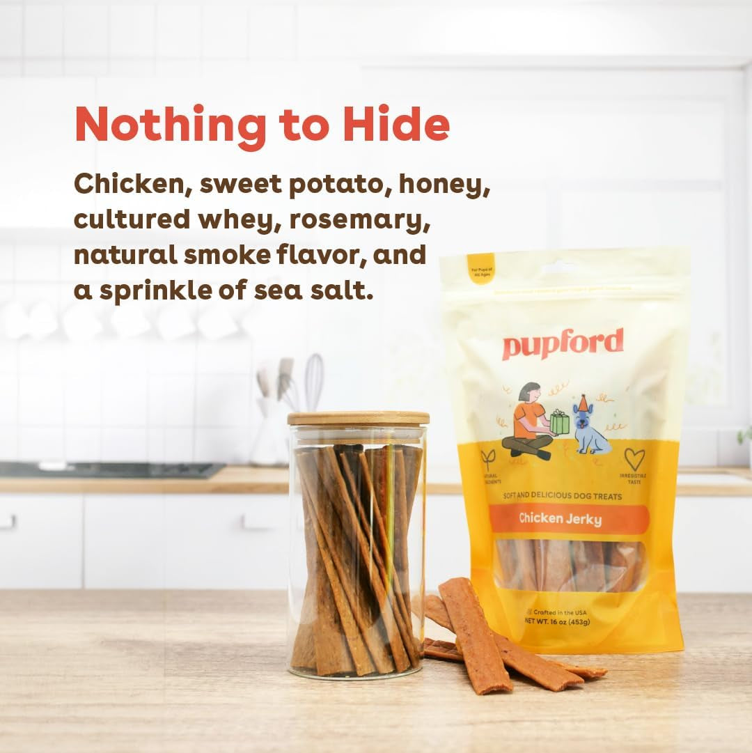 Chicken Jerky for Dogs & Puppies, All-Natural, Healthy Dog Treats, No Fillers, Made in USA (16 Oz)