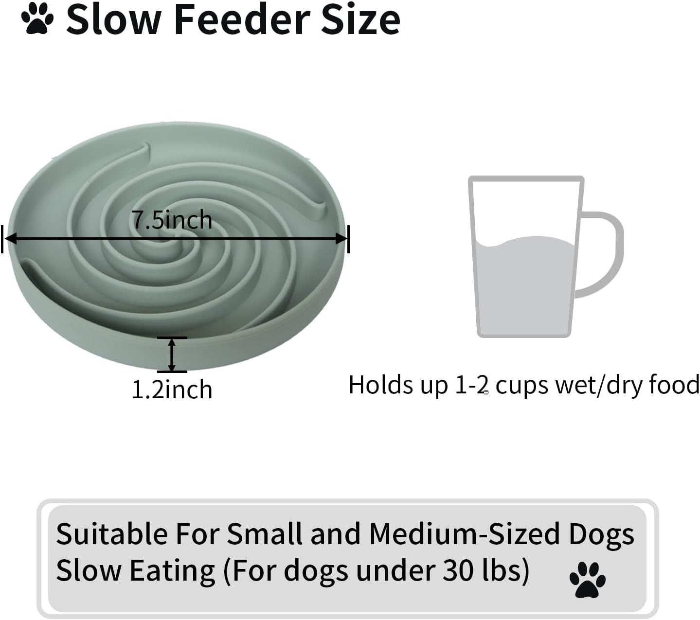 Dog Puzzle Bowl - Silicone Slow Feeder Dog Bowls for Healthy Eating - Puppy Slow Feeder Non-Slip Design Dishwasher Microwave Safe (Grey Green)