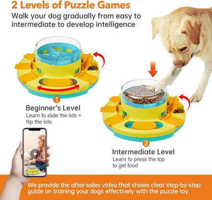 Dog Puzzle Toy 2 Levels, Slow Feeder, Pup Food Treat Feeding Dispenser for IQ Training and Entertainment for All Breeds 4.2 Inch Height