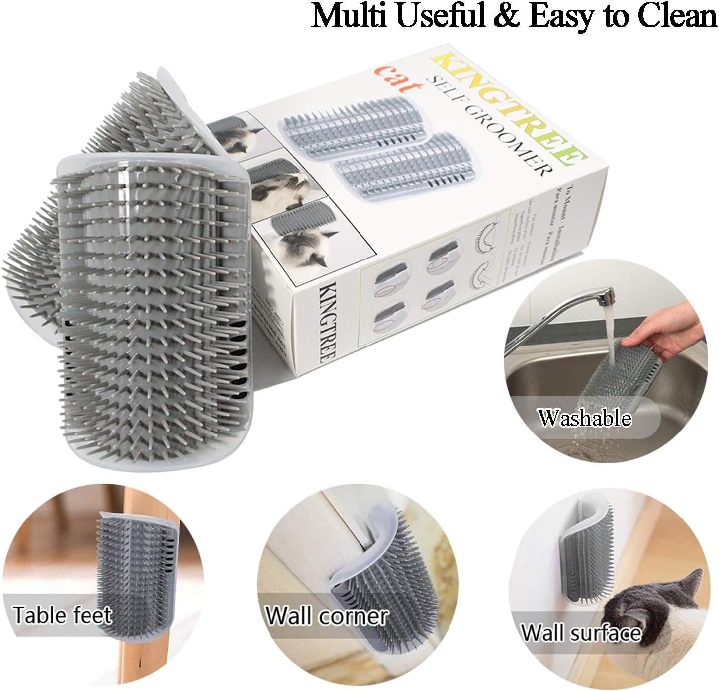 Cat Corner Scratcher Self Groomer with Catnip, 2 Pack Softer Cat Face Scratchers Wall Corner Grooming Massage Combs for Long & Short Fur Cats