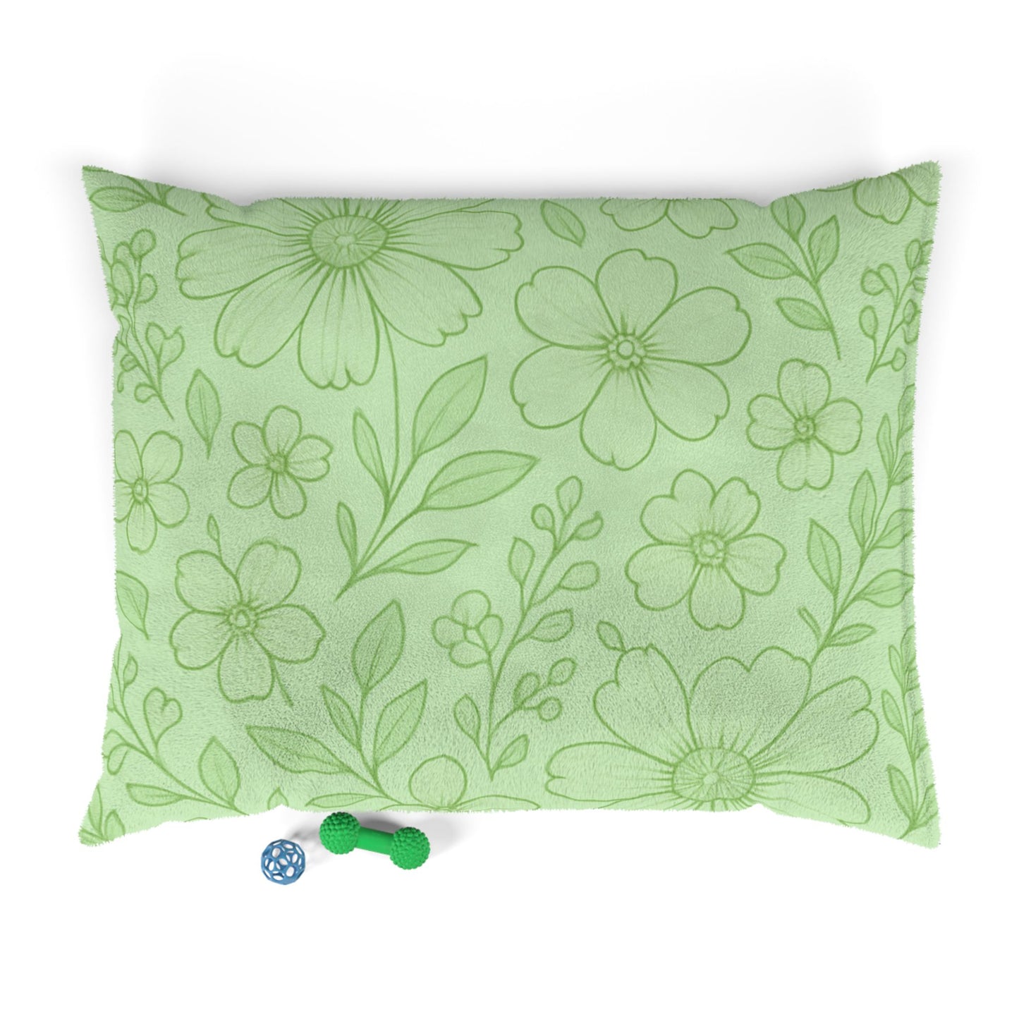 Floral Comfort Pet Bed - Cozy Green Design for Pet Relaxation