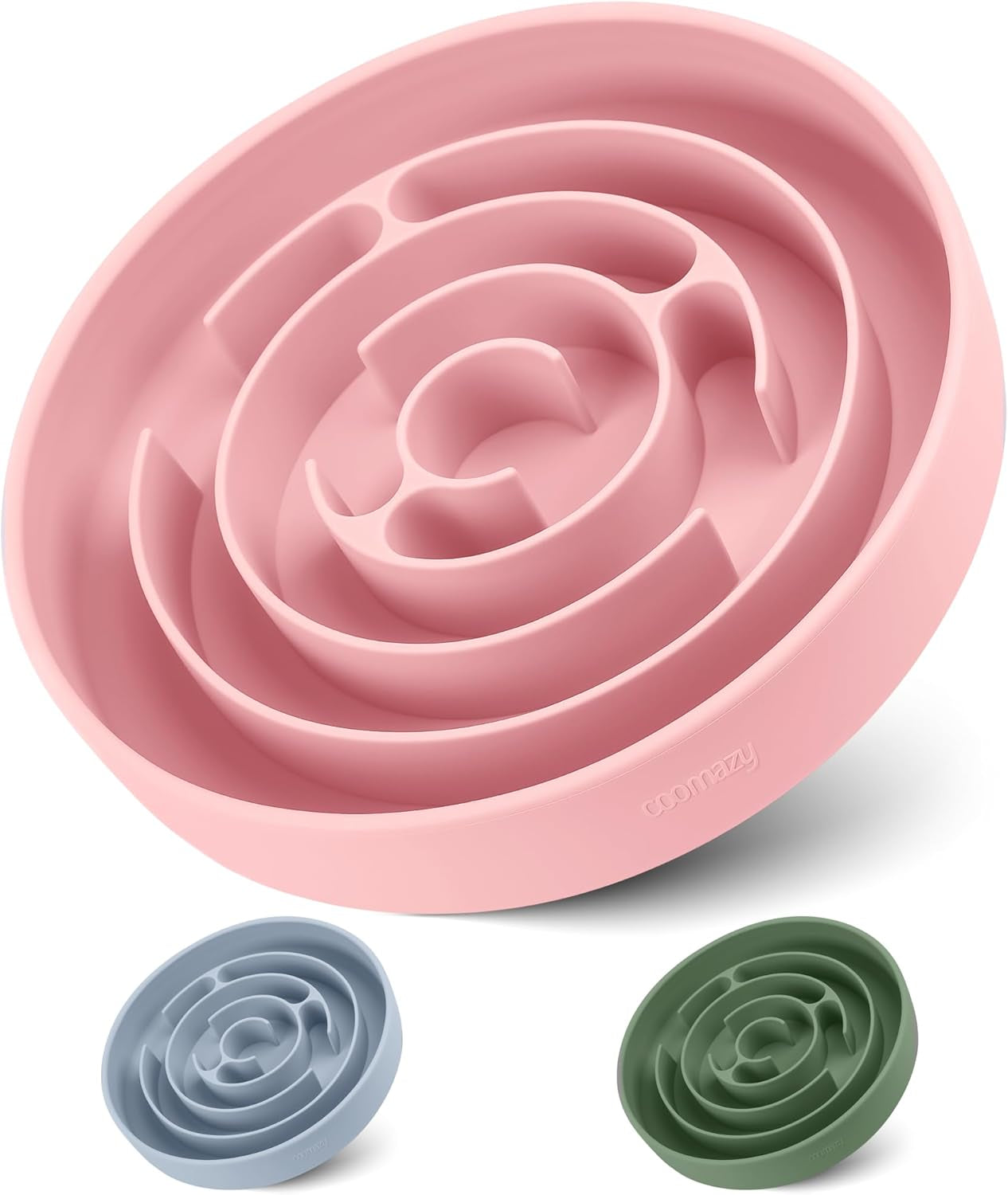 Slow Feeder Dog Bowls, Silicone Dog Bowl with Suction Cups, Slow Feeder & Non-Slip Design, Boredom and Anxiety Reducer, Suitable for All Breed Dogs, Avocado Green