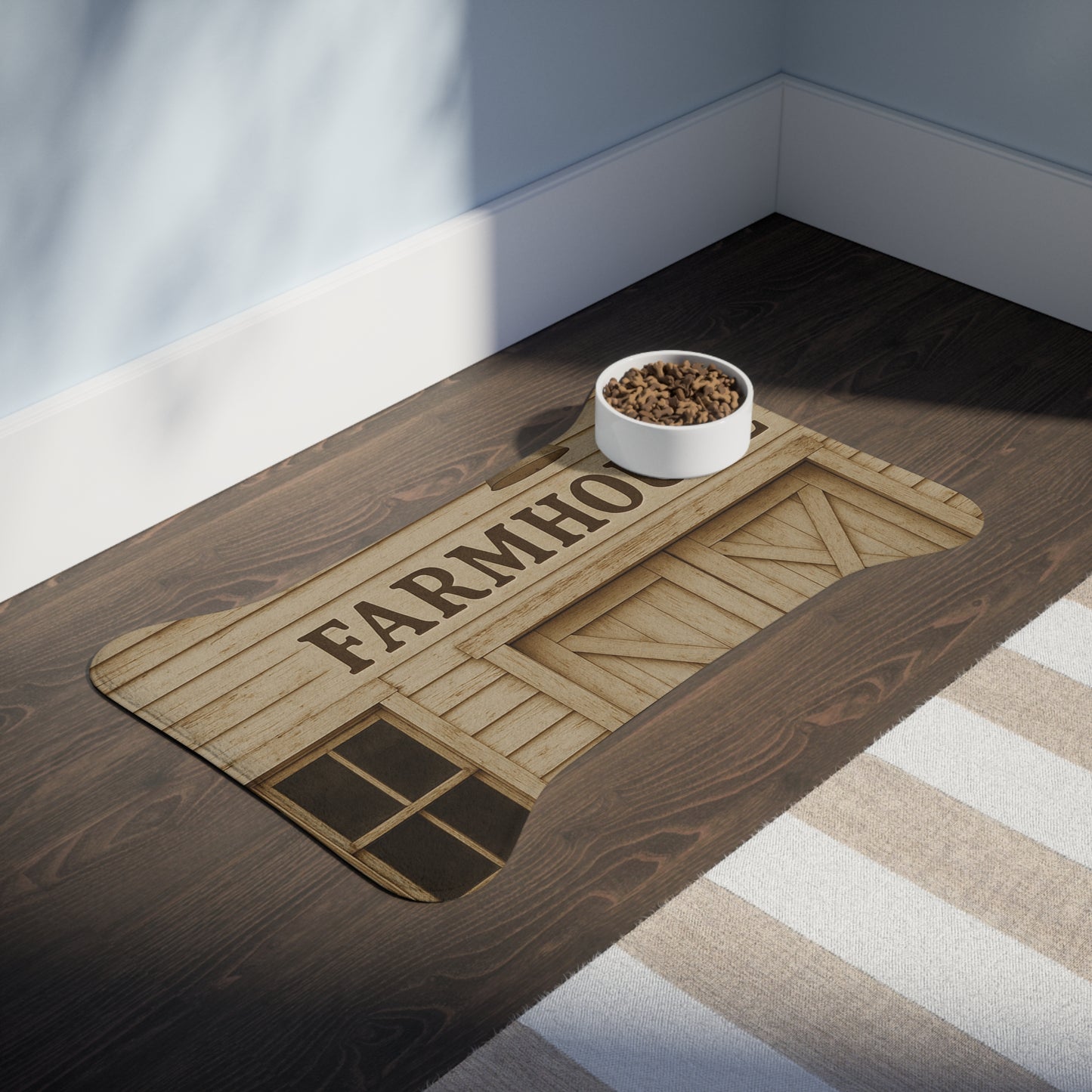 Farmhouse Pet Feeding Mat - Rustic Dog Dish Mat for Home Decor