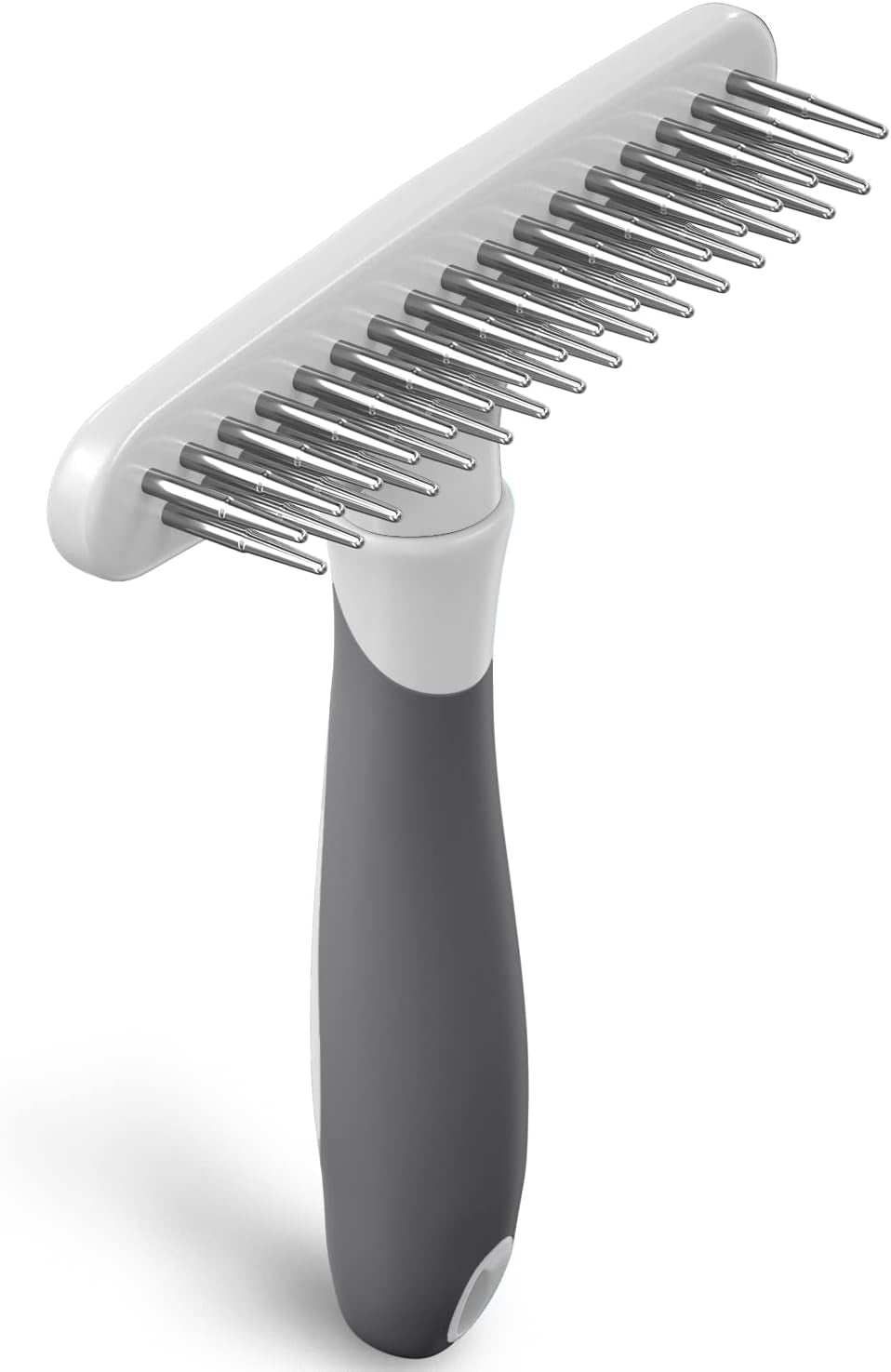 Deshedding Brush - Undercoat Rake for Dogs, Cats, Matted, Short, Long Hair Coats - Double Row Stainless Steel Pins - Reduce Shedding by 90% (Blue)
