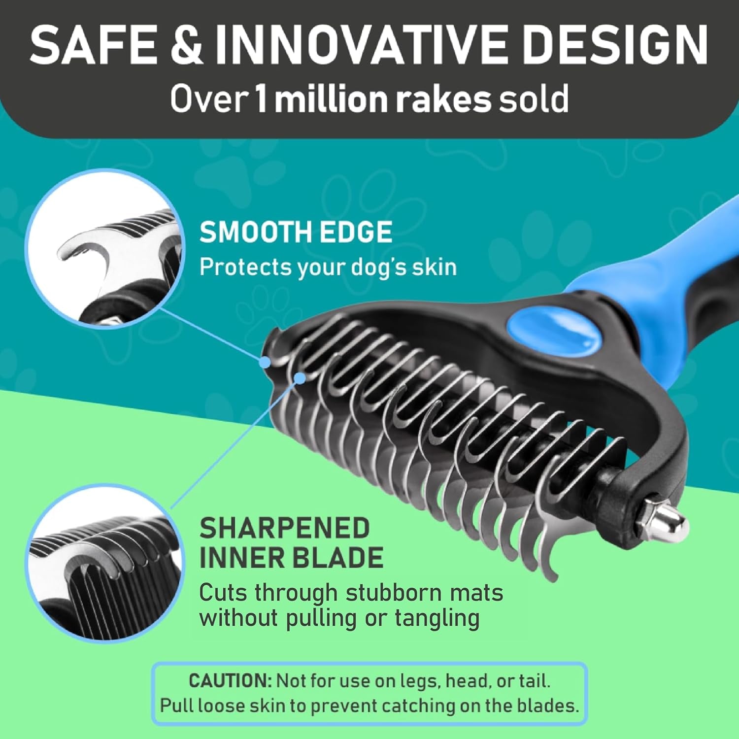 Original Pet Grooming Rake - Double-Sided Deshedding Dematting Tool, Undercoat Rake for Dogs & Cats, Extra-Wide Dog Grooming Brush & Deshedder Comb for Long Hair, Reduces Shedding 95%