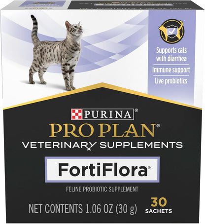 Purina Pro Plan Veterinary Supplements Fortiflora Cat Probiotic Supplement for Cats with Diarrhea - 30 Ct. Box