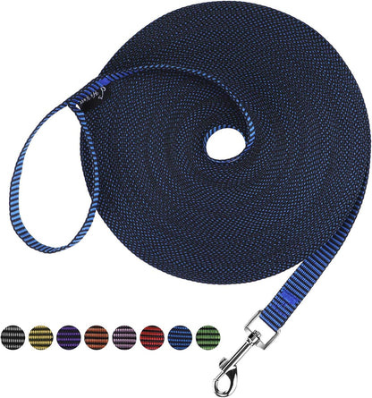 Dog/Puppy Obedience Recall Training Agility Lead - 15Ft 20Ft 30Ft 50Ft 100Ft Training Leash - Great for Play, Camping, or Backyard - Black 30Ft