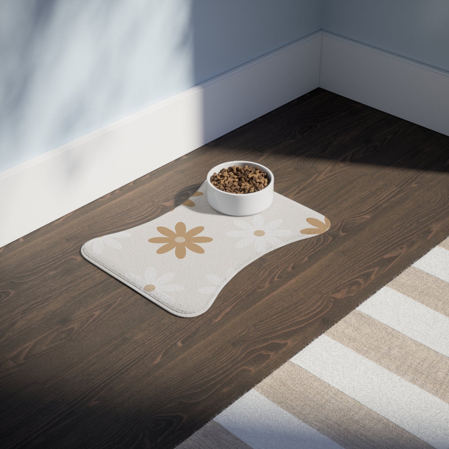 Floral Pet Feeding Mat - Stylish & Functional Dog Bowl Mat