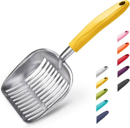 Cat Litter Scoop, Aluminum Alloy Sifter, Kitty Metal Scooper, Deep Shovel, Long Handle, Poop Sifting, Kitten Pooper Lifter, Durable, Heavy Duty, for Litter Box