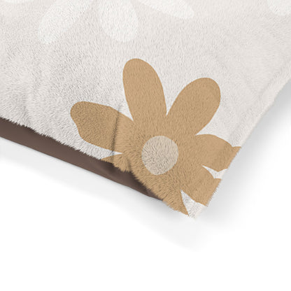 Floral Cozy Pet Bed - Soft Plush Dog & Cat Bed with Daisy Design