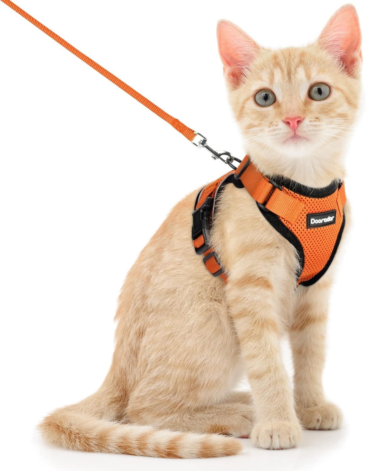 Cat Harness and Leash Set, Escape Proof Safe Adjustable Kitten Vest Harnesses for Walking, Easy Control Soft Breathable Mesh Jacket with Reflective Strips for Cats, Pink, XS