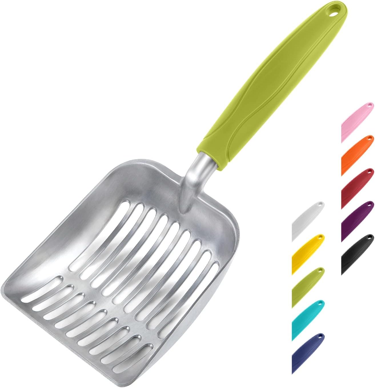 Cat Litter Scoop, Aluminum Alloy Sifter, Kitty Metal Scooper, Deep Shovel, Long Handle, Poop Sifting, Kitten Pooper Lifter, Durable, Heavy Duty, for Litter Box