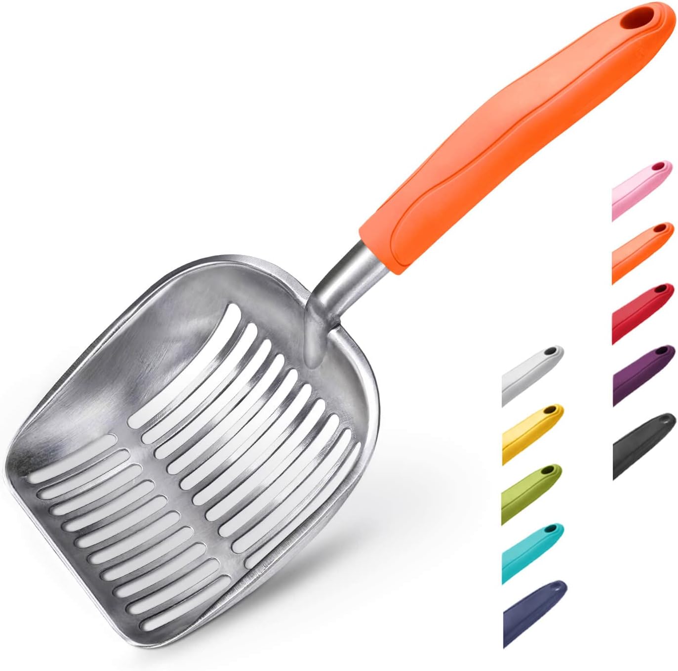 Cat Litter Scoop, Aluminum Alloy Sifter, Kitty Metal Scooper, Deep Shovel, Long Handle, Poop Sifting, Kitten Pooper Lifter, Durable, Heavy Duty, for Litter Box