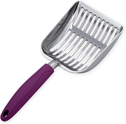 Cat Litter Scoop, Aluminum Alloy Sifter, Kitty Metal Scooper, Deep Shovel, Long Handle, Poop Sifting, Kitten Pooper Lifter, Durable, Heavy Duty, for Litter Box
