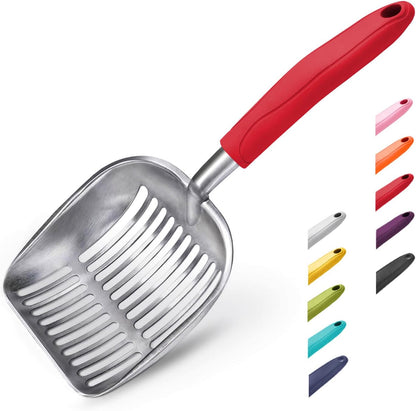 Cat Litter Scoop, Aluminum Alloy Sifter, Kitty Metal Scooper, Deep Shovel, Long Handle, Poop Sifting, Kitten Pooper Lifter, Durable, Heavy Duty, for Litter Box