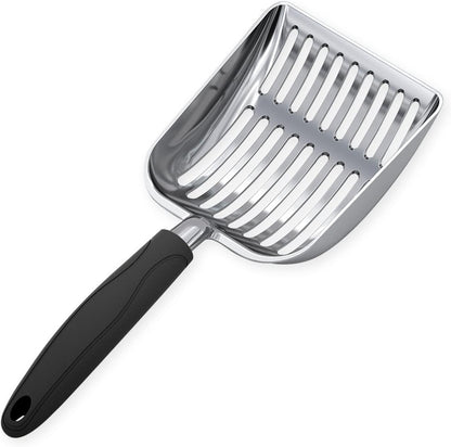 Cat Litter Scoop, Aluminum Alloy Sifter, Kitty Metal Scooper, Deep Shovel, Long Handle, Poop Sifting, Kitten Pooper Lifter, Durable, Heavy Duty, for Litter Box