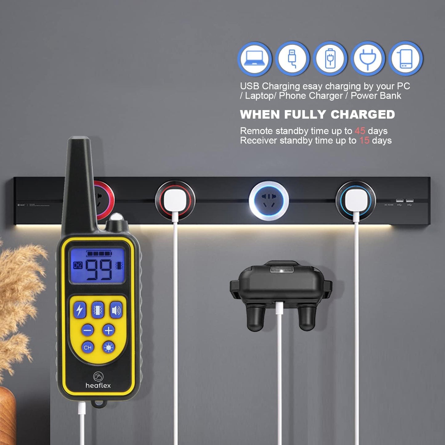 Dog Shock Collar with Remote, Dog Training Electric Collar, Waterproof Rechargeable, 1640Ft Dog Shock Collar with LED Light, Beep, Vibration, Shock for Medium/Large 3 Electronic Collars Dogs