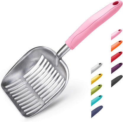 Cat Litter Scoop, Aluminum Alloy Sifter, Kitty Metal Scooper, Deep Shovel, Long Handle, Poop Sifting, Kitten Pooper Lifter, Durable, Heavy Duty, for Litter Box