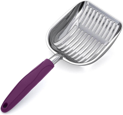 Cat Litter Scoop, Aluminum Alloy Sifter, Kitty Metal Scooper, Deep Shovel, Long Handle, Poop Sifting, Kitten Pooper Lifter, Durable, Heavy Duty, for Litter Box