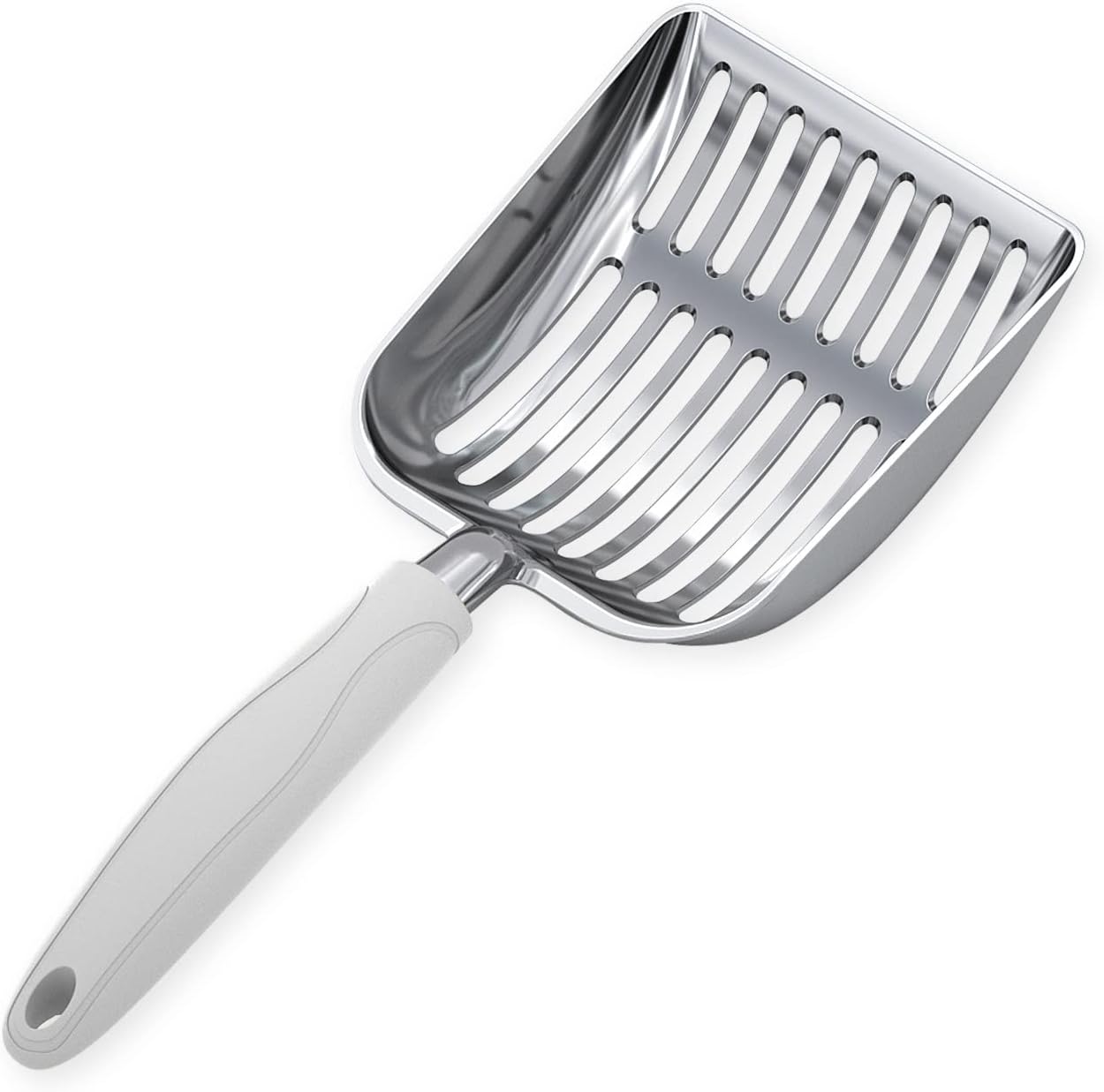 Cat Litter Scoop, Aluminum Alloy Sifter, Kitty Metal Scooper, Deep Shovel, Long Handle, Poop Sifting, Kitten Pooper Lifter, Durable, Heavy Duty, for Litter Box