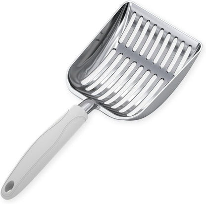 Cat Litter Scoop, Aluminum Alloy Sifter, Kitty Metal Scooper, Deep Shovel, Long Handle, Poop Sifting, Kitten Pooper Lifter, Durable, Heavy Duty, for Litter Box