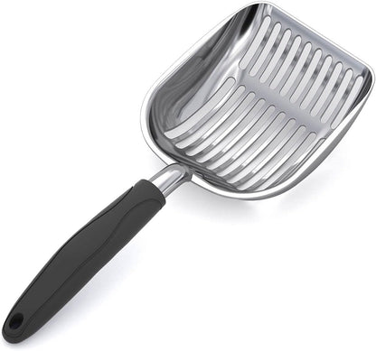 Cat Litter Scoop, Aluminum Alloy Sifter, Kitty Metal Scooper, Deep Shovel, Long Handle, Poop Sifting, Kitten Pooper Lifter, Durable, Heavy Duty, for Litter Box
