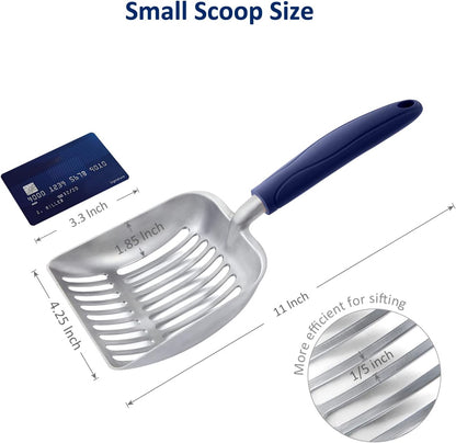Cat Litter Scoop, Aluminum Alloy Sifter, Kitty Metal Scooper, Deep Shovel, Long Handle, Poop Sifting, Kitten Pooper Lifter, Durable, Heavy Duty, for Litter Box
