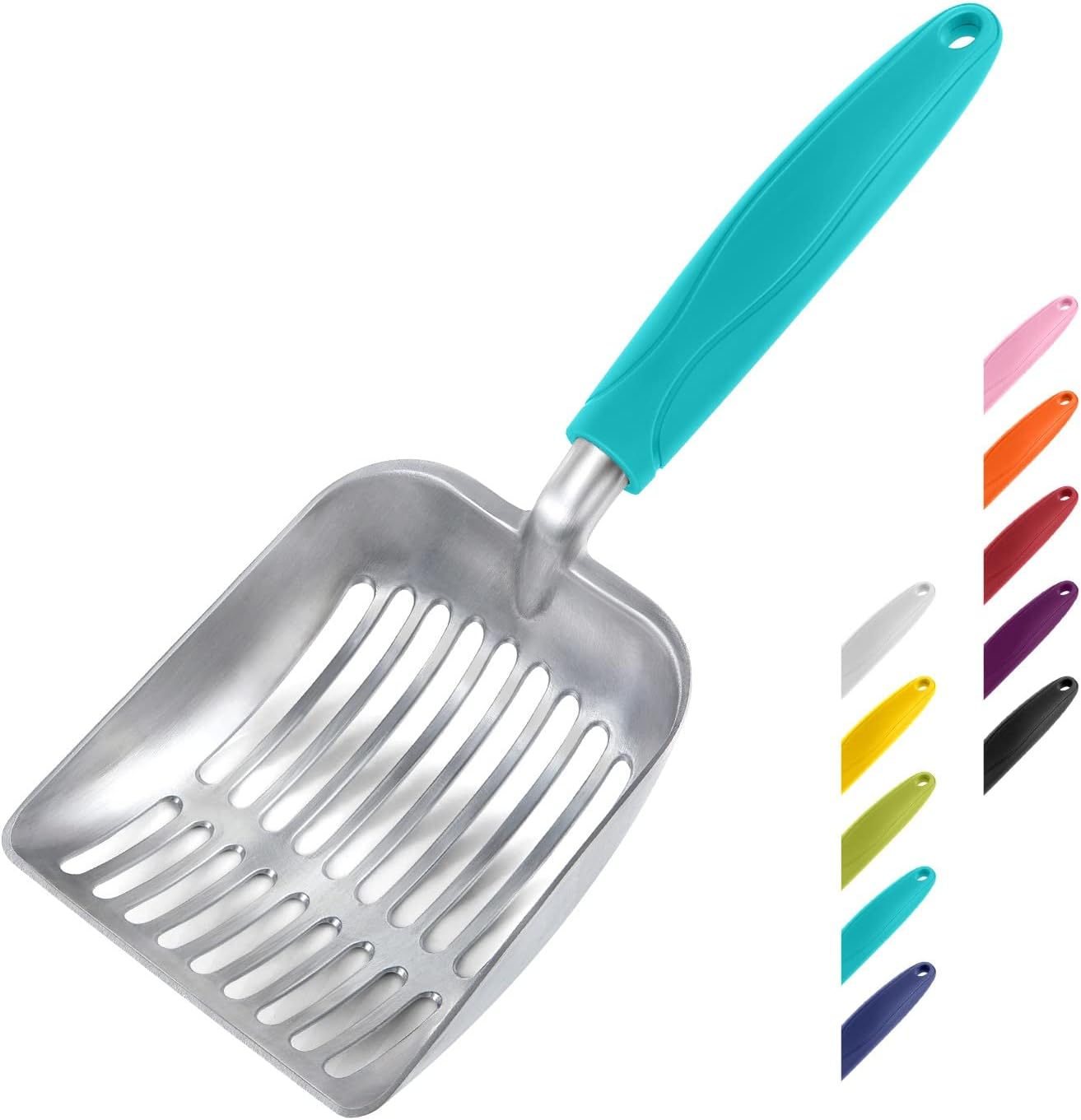 Cat Litter Scoop, Aluminum Alloy Sifter, Kitty Metal Scooper, Deep Shovel, Long Handle, Poop Sifting, Kitten Pooper Lifter, Durable, Heavy Duty, for Litter Box