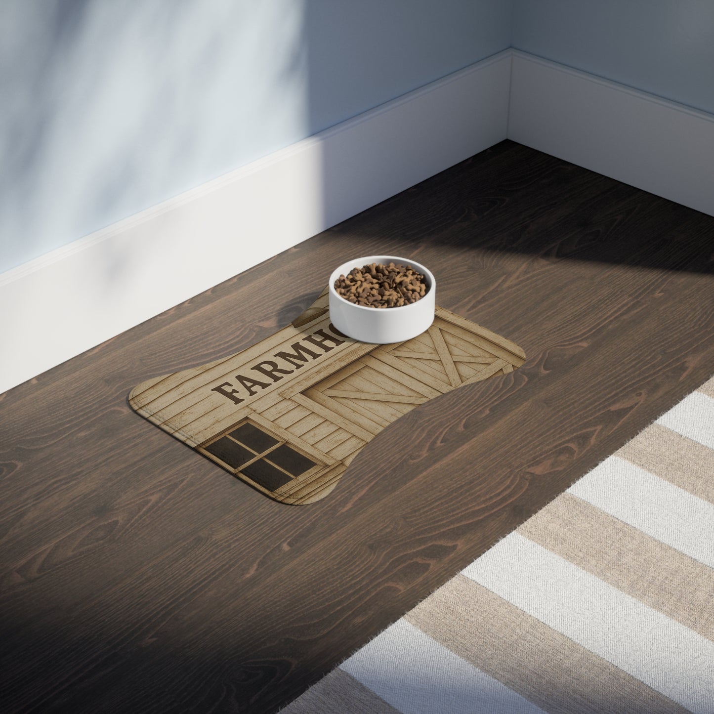 Farmhouse Pet Feeding Mat - Rustic Dog Dish Mat for Home Decor