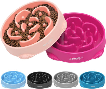 Slow Feeder Dog Bowls 2PCS, Anti-Choking Puzzle Dog Food Bowls, Anti-Slip Interactive Feeding Slow down Eating, Bloat Stop Maze Dishes for All Breeds Pets