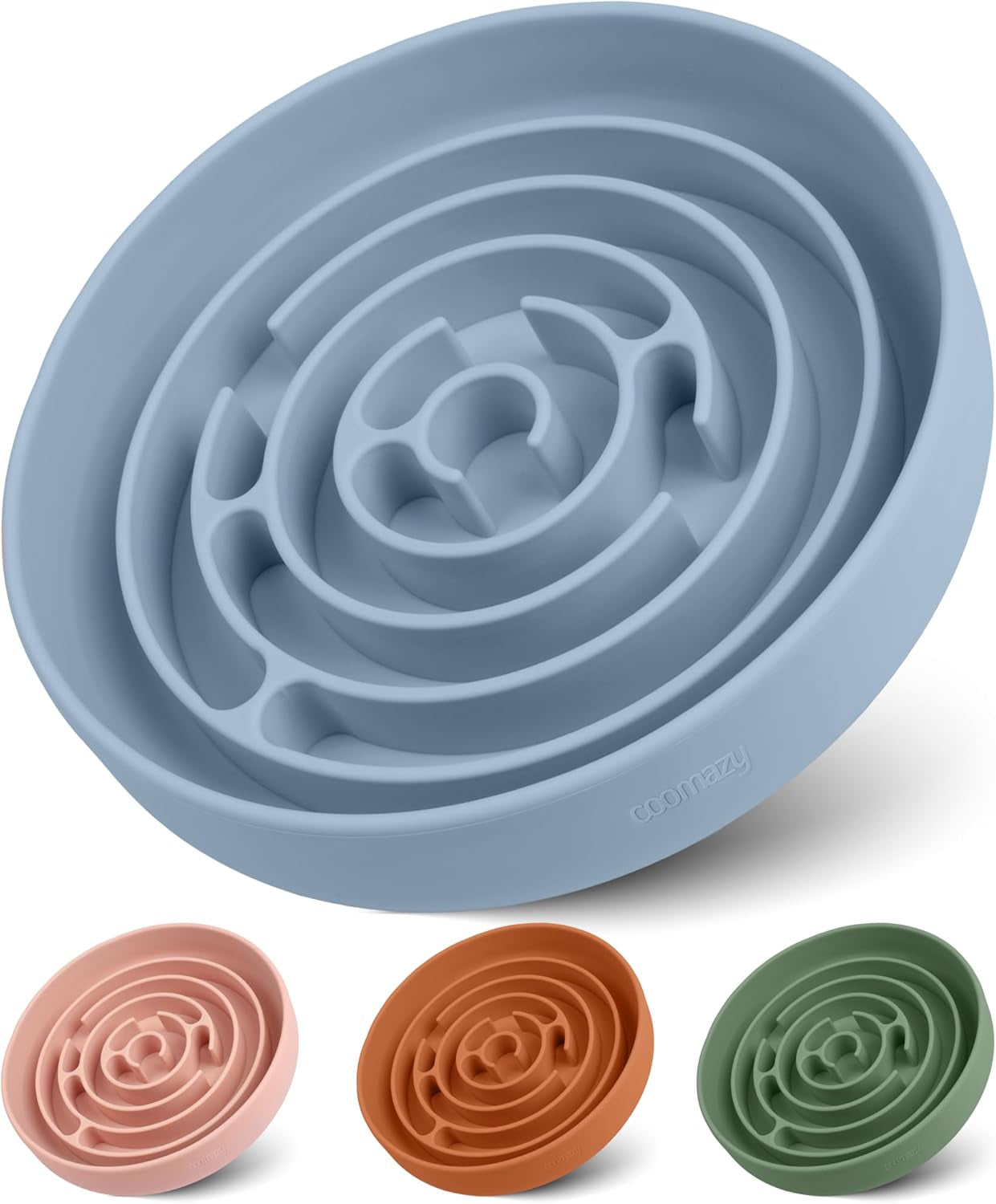 Slow Feeder Dog Bowls, Silicone Dog Bowl with Suction Cups, Slow Feeder & Non-Slip Design, Boredom and Anxiety Reducer, Suitable for All Breed Dogs, Avocado Green