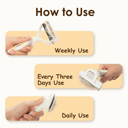 Professional Long-Haired Dog and Cat Grooming Kit - Deshedding and Slicker Brush Set 3 in 1 Gift Box for Long Hair Pets