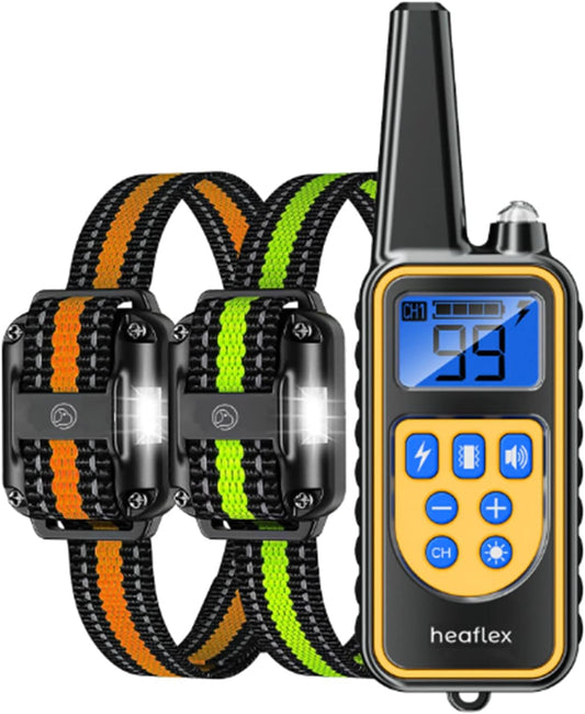Dog Shock Collar with Remote, Dog Training Electric Collar, Waterproof Rechargeable, 1640Ft Dog Shock Collar with LED Light, Beep, Vibration, Shock for Medium/Large 3 Electronic Collars Dogs