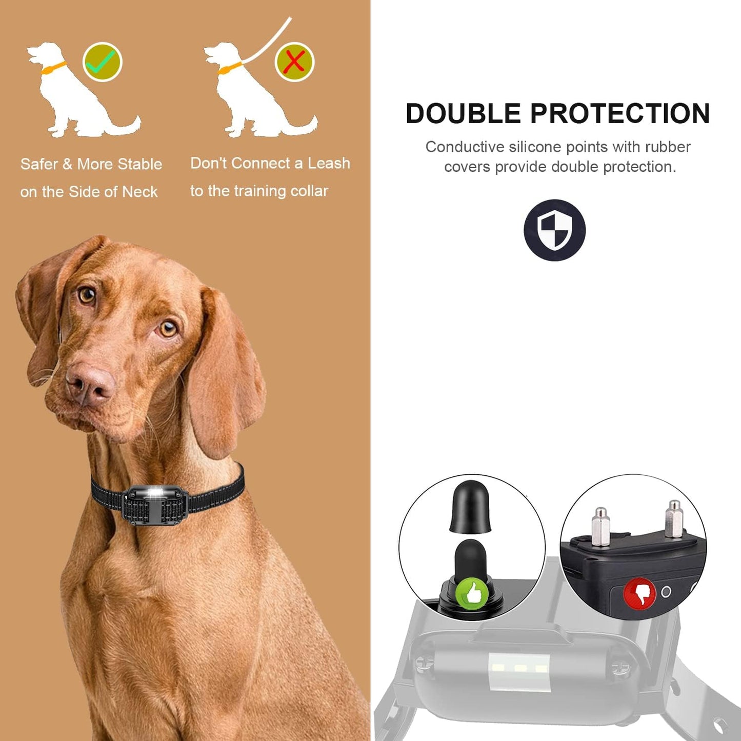 Dog Shock Collar with Remote, Dog Training Electric Collar, Waterproof Rechargeable, 1640Ft Dog Shock Collar with LED Light, Beep, Vibration, Shock for Medium/Large 3 Electronic Collars Dogs