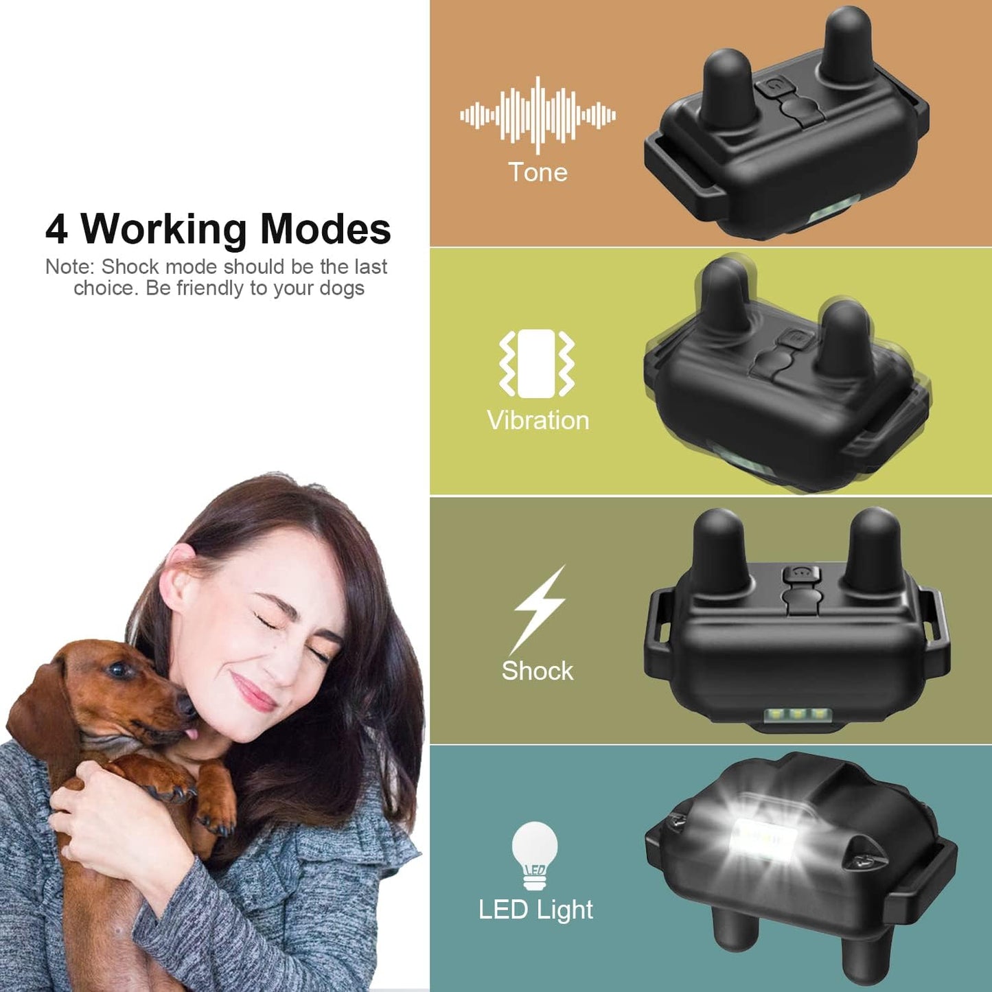 Dog Shock Collar with Remote, Dog Training Electric Collar, Waterproof Rechargeable, 1640Ft Dog Shock Collar with LED Light, Beep, Vibration, Shock for Medium/Large 3 Electronic Collars Dogs