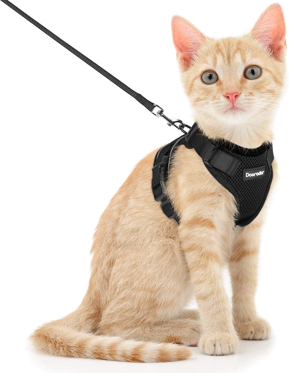 Cat Harness and Leash Set, Escape Proof Safe Adjustable Kitten Vest Harnesses for Walking, Easy Control Soft Breathable Mesh Jacket with Reflective Strips for Cats, Pink, XS