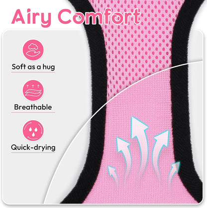 Cat Harness and Leash Set, Escape Proof Safe Adjustable Kitten Vest Harnesses for Walking, Easy Control Soft Breathable Mesh Jacket with Reflective Strips for Cats, Pink, XS