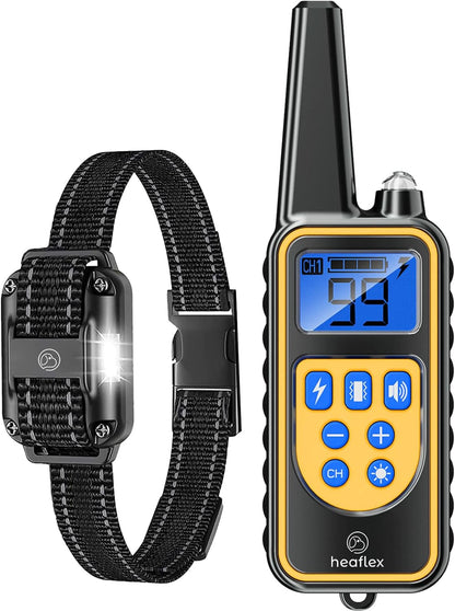 Dog Shock Collar with Remote, Dog Training Electric Collar, Waterproof Rechargeable, 1640Ft Dog Shock Collar with LED Light, Beep, Vibration, Shock for Medium/Large 3 Electronic Collars Dogs