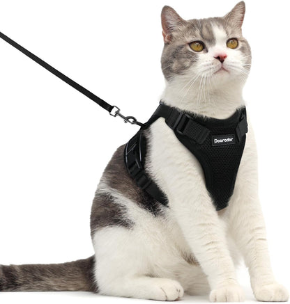 Cat Harness and Leash Set, Escape Proof Safe Adjustable Kitten Vest Harnesses for Walking, Easy Control Soft Breathable Mesh Jacket with Reflective Strips for Cats, Pink, XS