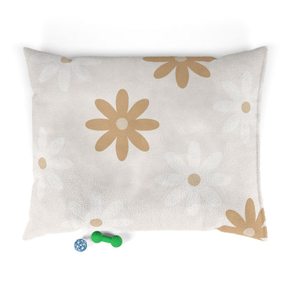 Floral Cozy Pet Bed - Soft Plush Dog & Cat Bed with Daisy Design