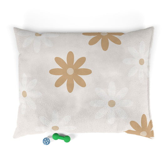 Floral Cozy Pet Bed - Soft Plush Dog & Cat Bed with Daisy Design