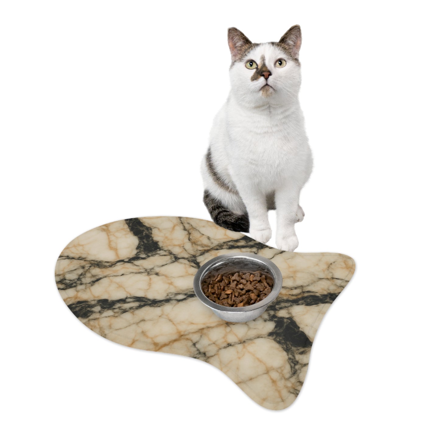 Elegant Marble Dog Feeding Mat - Stylish and Waterproof Pet Feeding Tray