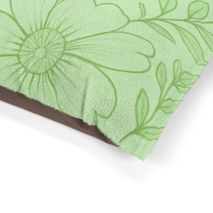 Floral Comfort Pet Bed - Cozy Green Design for Pet Relaxation