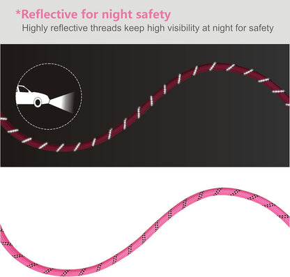 Dog Leash Heavy Duty 6Ft, Double Handle Dog Leash with Padded Handle for Traffic Control, Reflective Rope Leashes for Large and Medium Dogs Control Safety Training at Night (Pink)