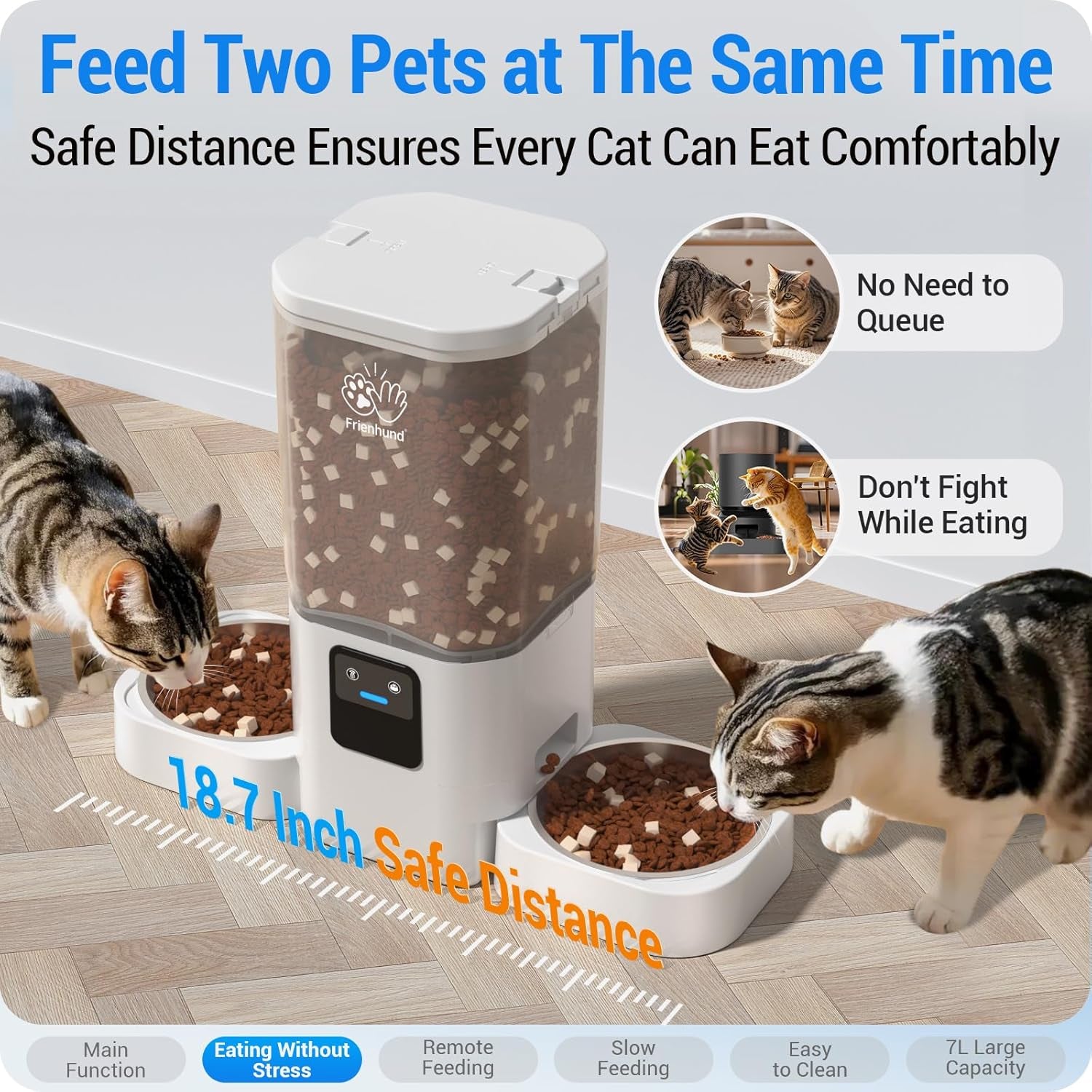 Automatic Cat Feeder with Slow Feed for 2 Cats: 5G Wifi Automatic Dog Feeder with 7L Large Food Storage, Cat Food Dispenser with Alexa for Multiple Pets, Detachable for Easy Cleaning -29 Cup