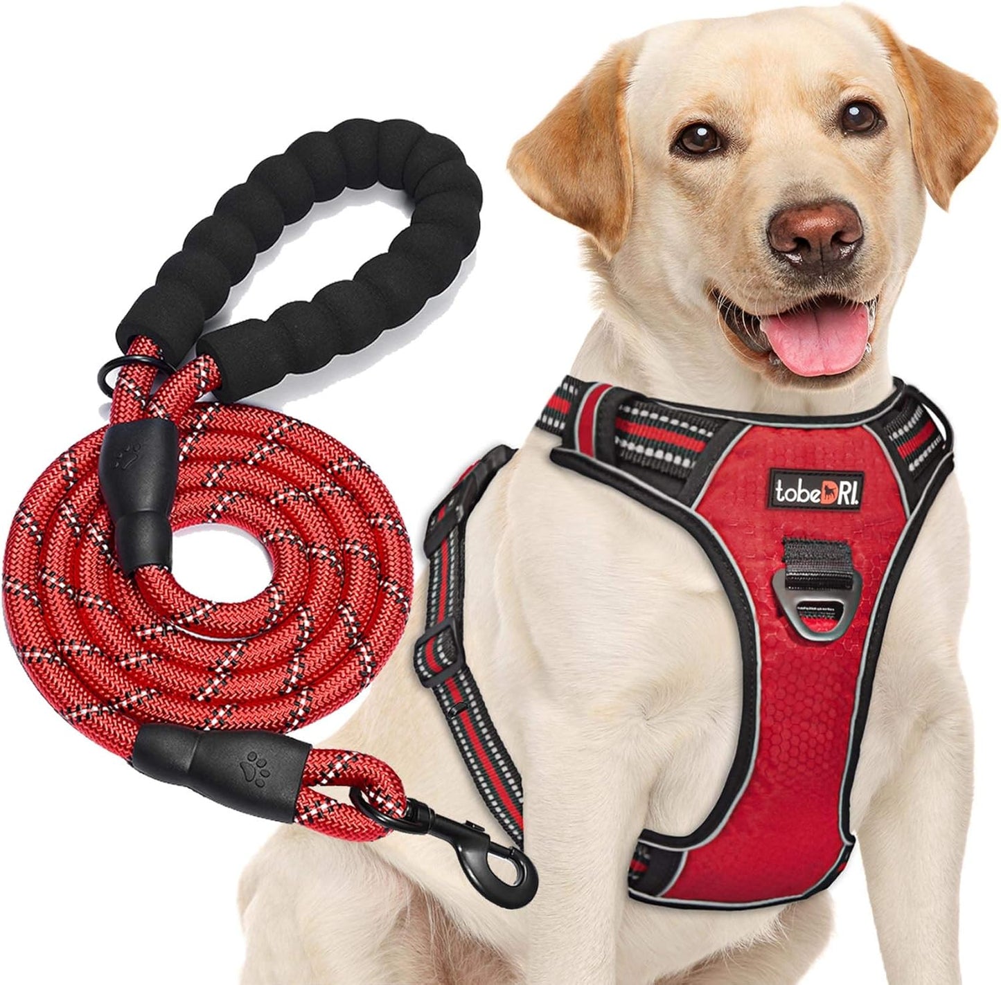 No Pull Dog Harness Adjustable Reflective Oxford Easy Control Medium Large Dog Harness with a Free Heavy Duty 5Ft Leash