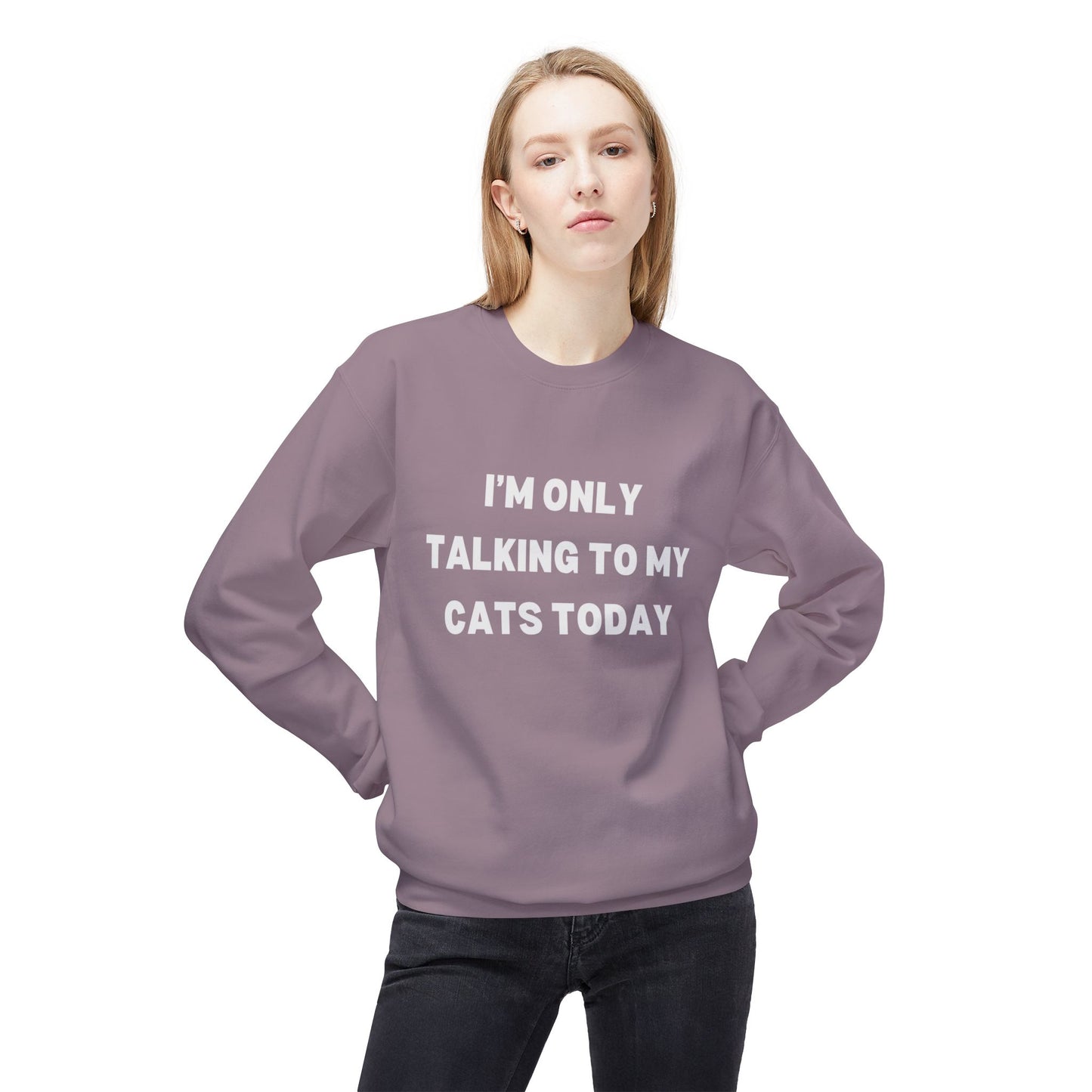 Funny Pet Lover Crewneck Sweatshirt - "I'm Only Talking to My Cats Today" - Perfect Gift for Cat Lovers