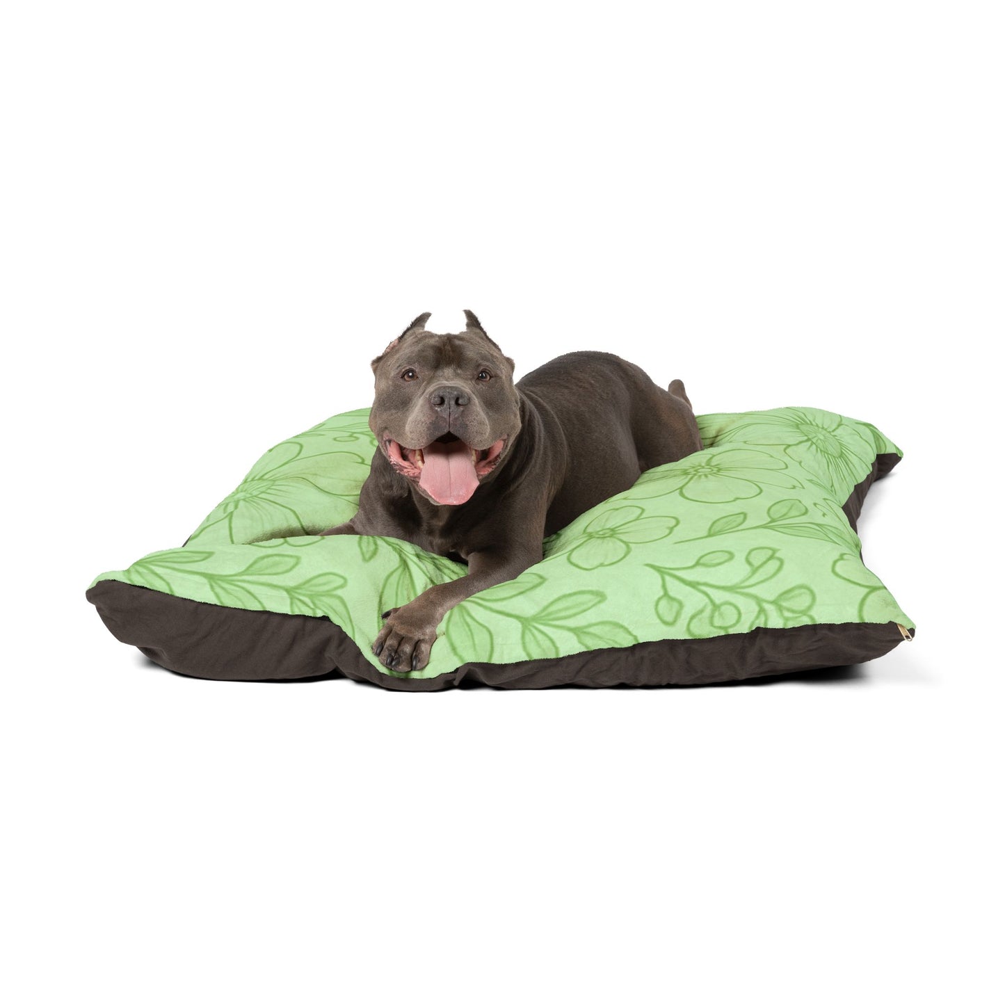 Floral Comfort Pet Bed - Cozy Green Design for Pet Relaxation
